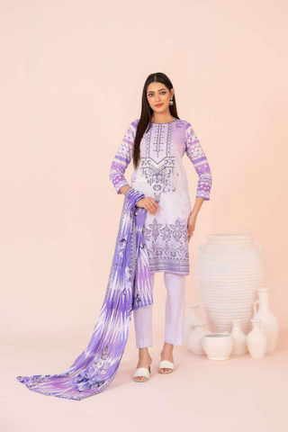 Jahzara by Tawakkal Fabrics | Embroidered Digital Printed Lawn 3 Piece Unstitched Suit D-8
