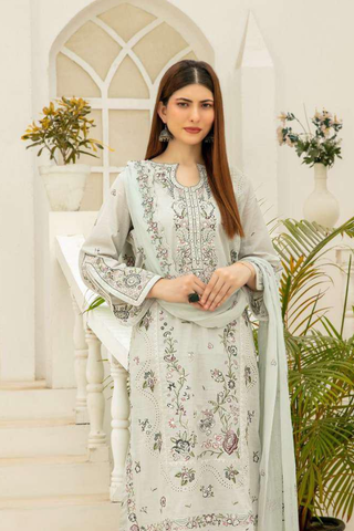 Elisol by Tawakkal Fabrics | Fancy Embroidered Slub Lawn 3 Piece Semi-Stitched Suit D-3