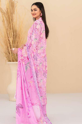 Eshanah by Tawakkal Fabrics | Embroidered Digital Printed Cross Slub Lawn 3 Piece Unstitched Suit D-1