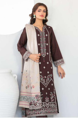 Abdar by Tawakkal | Embroidered Lawn 3 Piece Unstitched Suit D-3