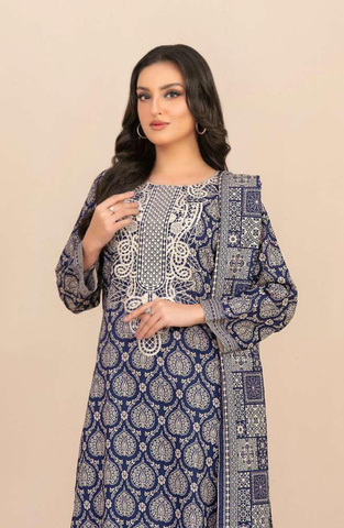 TYLA by Tawakkal Fabrics | Gala Embroidered Rotary Printed Lawn 3 Piece Unstitched Suit D-5