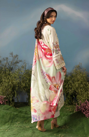 Luxury Embroidered Lawn Unstitched 3 Piece Suit Butterfly by Riaz Arts D-3