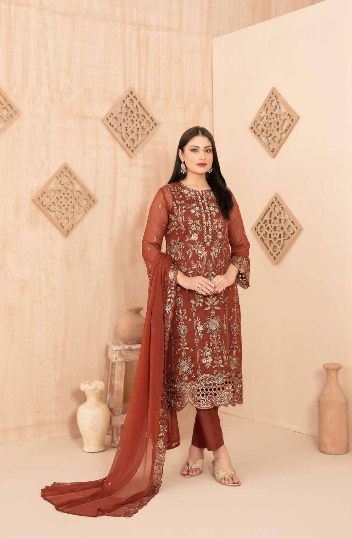 Afsanay by Tawakkal Fabrics | Fancy Embroidered Chiffon 3 Piece Unstitched Suit D-5