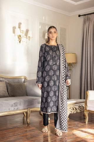 Black & White Vol3 Salina Digital Print Un Stitched 3 Pcs By Regalia Textile D-10