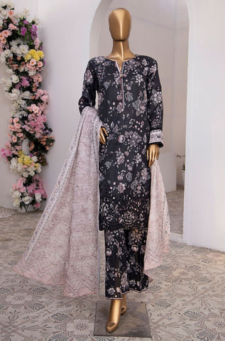 Nayab Vol 02 by HZ Textile Emb Lawn Unstitched 3 Piece  -04  Black - Summer Collection