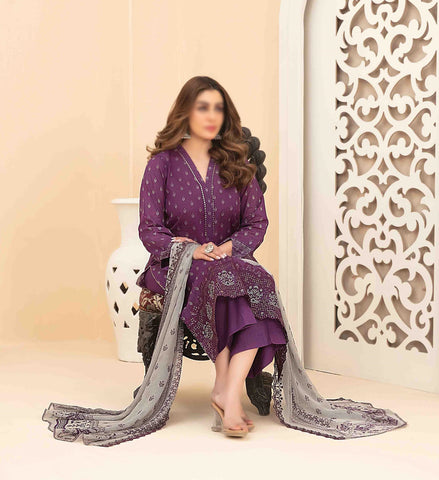 Saalihah Emb Lawn Print Un Stitched 3 Piece  Tawakkal Fabrics D-1113