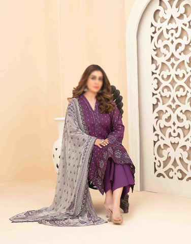 Saalihah Emb Lawn Print Un Stitched 3 Piece  Tawakkal Fabrics D-1113