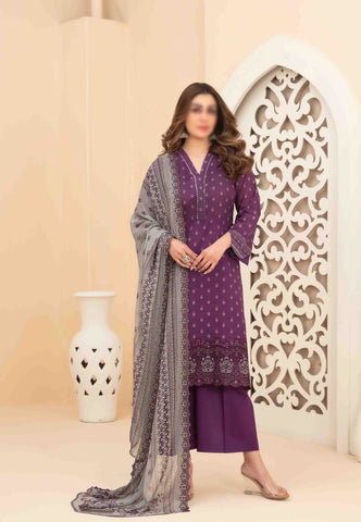 Saalihah Emb Lawn Print Un Stitched 3 Piece  Tawakkal Fabrics D-1113