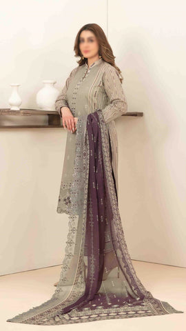 Saalihah Emb Lawn Print Un Stitched 3 Piece  Tawakkal Fabrics D-1114