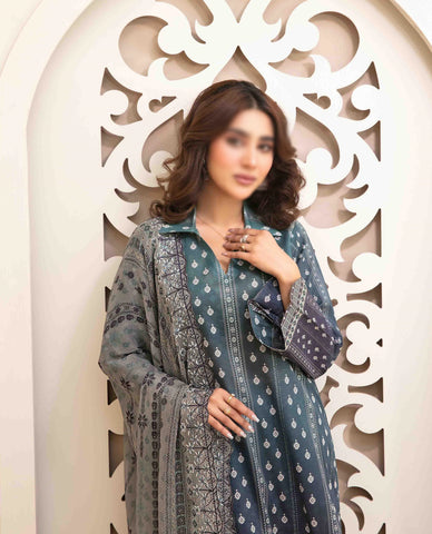 Saalihah Emb Lawn Print Un Stitched 3 Piece  Tawakkal Fabrics D-1116
