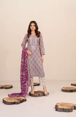 TYLA by Tawakkal Fabrics | Gala Embroidered Rotary Printed Lawn 3 Piece Unstitched Suit D-6