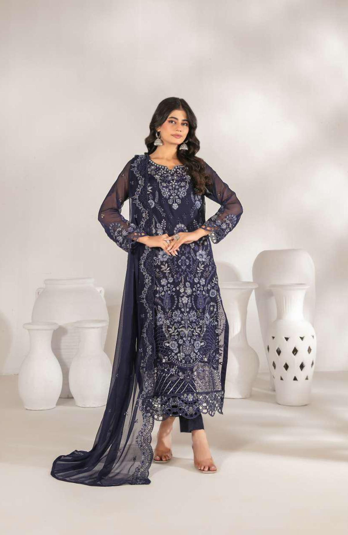 ZARISSA by Tawakkal | Fancy Embroidered Chiffon 3 Piece Semi-Stitched Suit D-5