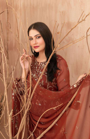 Afsanay by Tawakkal Fabrics | Fancy Embroidered Chiffon 3 Piece Unstitched Suit D-5