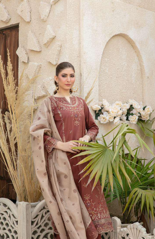 MALA by Shahid Tawakkal | Fancy Embroidered Lawn 3 Piece Unstitched Suit D-5