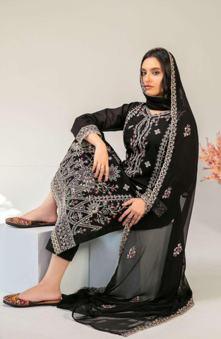 Amberea by Tawakkal Fabrics | Fancy Embroidered Lawn 3 Piece Unstitched Suit D-5