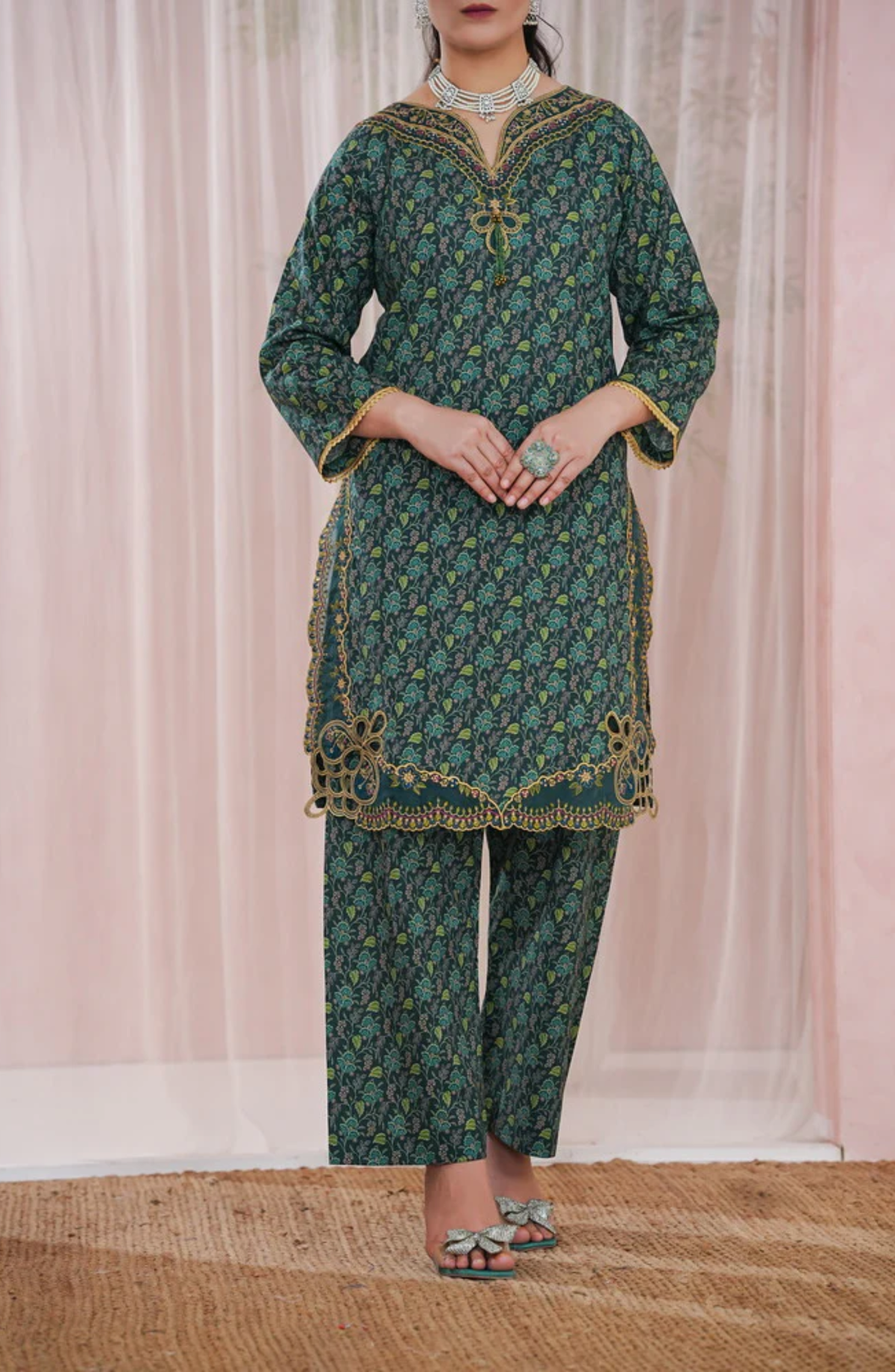 AIRA by Aizal | Festive Embroidered & Printed Lawn 2 Piece Stitched Suit D-1