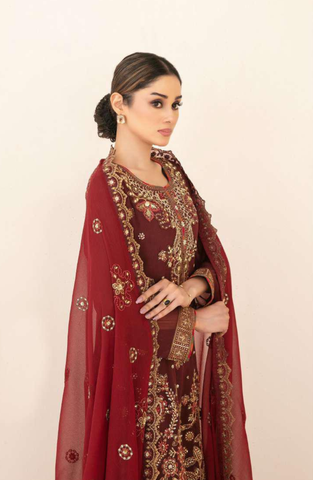 Libaas-E-Ishq by Tawakkal Fabrics | Fancy Embroidered Chiffon 3 Piece Semi-Stitched Suit D-1