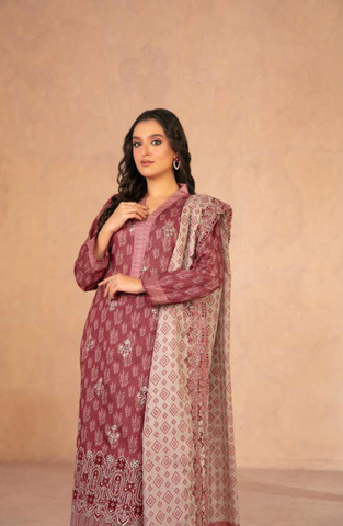 DAALIYA by Shahid Tawakkal | Embroidered Digital Printed Chamki Lawn 3 Piece Unstitched Suit D-5