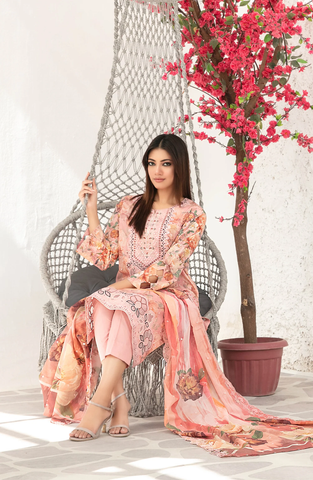 Parizah by Tawakkal | Embroidered Lawn 3 Piece Unstitched Suit D-4