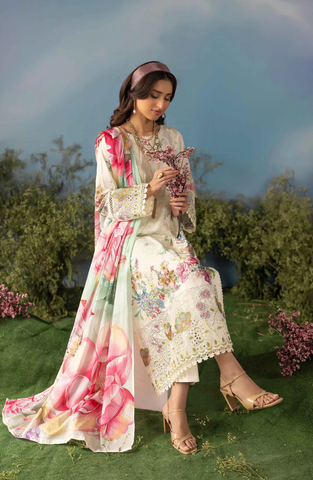 Luxury Embroidered Lawn Unstitched 3 Piece Suit Butterfly by Riaz Arts D-3
