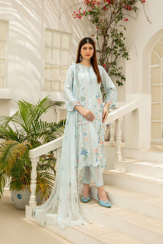 Elisol by Tawakkal Fabrics | Fancy Embroidered Slub Lawn 3 Piece Semi-Stitched Suit D-4