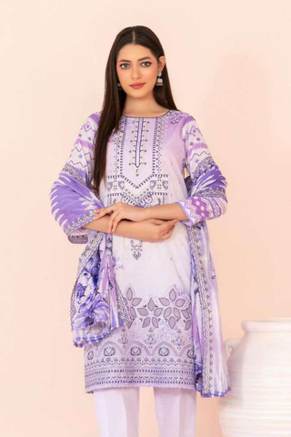 Jahzara by Tawakkal Fabrics | Embroidered Digital Printed Lawn 3 Piece Unstitched Suit D-8