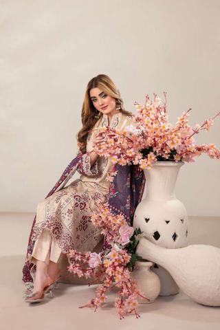 Mamora by Tawakkal Fabrics | Embroidered Digital Printed Lawn 3 Piece Unstitched Suit D-5
