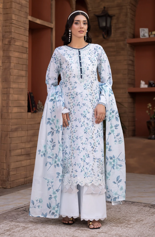 Sanam Saeed Premium | Embroidered Lawn 3 Piece Unstitched Suit D-6