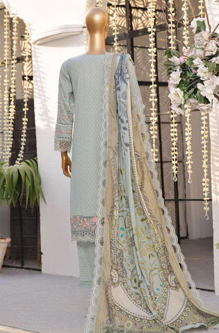 Premium Embroidered Printed Lawn Coll"24 D-1237 AZURE