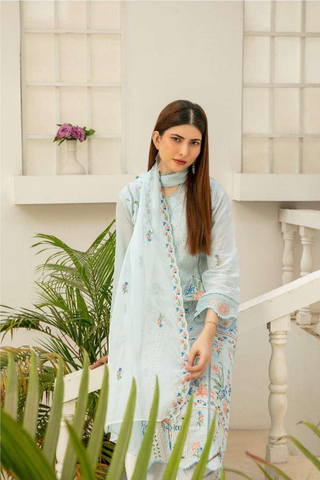 Elisol by Tawakkal Fabrics | Fancy Embroidered Slub Lawn 3 Piece Semi-Stitched Suit D-4