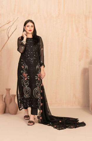 Afsanay by Tawakkal Fabrics | Fancy Embroidered Chiffon 3 Piece Unstitched Suit D-6