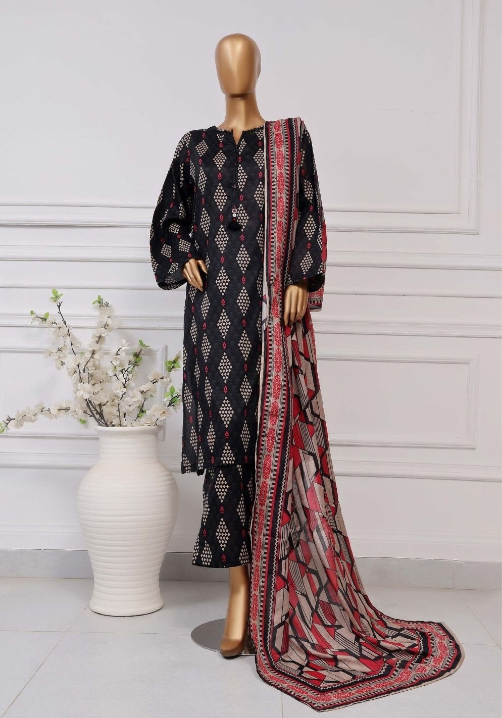 Plain Printed Lawn Vol-04 By Sadabahar D-15
