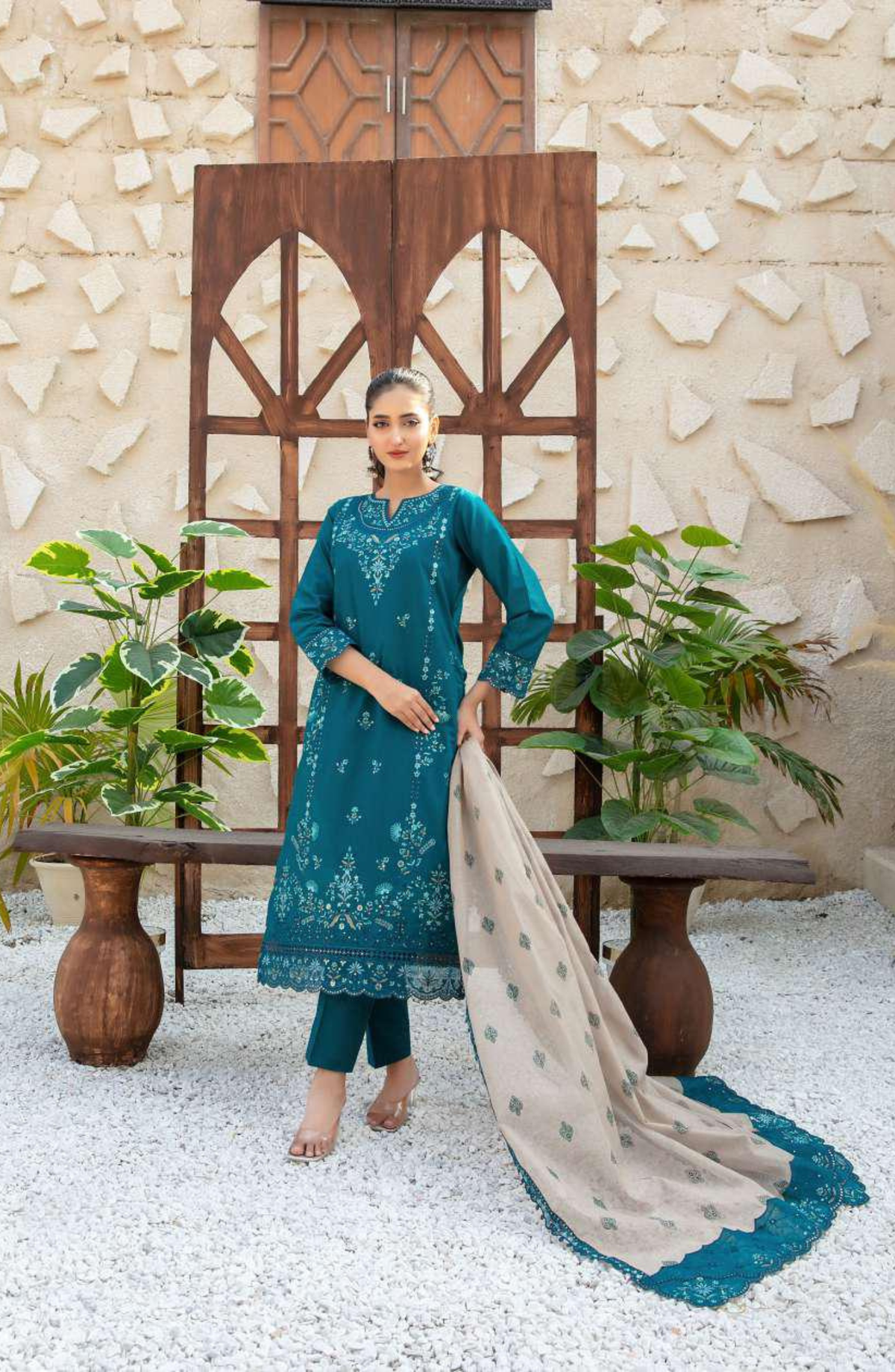 MALA by Shahid Tawakkal | Fancy Embroidered Lawn 3 Piece Unstitched Suit D-6