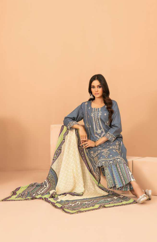 Lillia by Shahid Tawakkal | Fancy Embroidered Lawn 3 Piece Unstitched Suit D-5