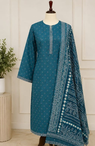 Bin Saeed | Printed Lawn 3 Piece Stitched Suit D-5