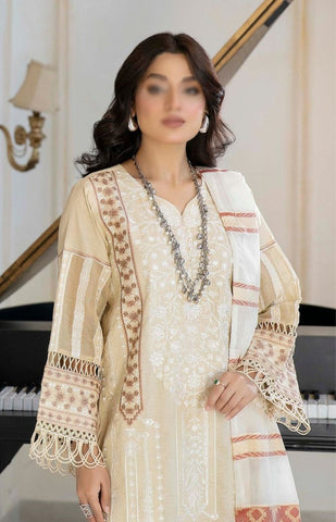 SHAB O ROZ EMB JACQUARD LAWN UN STITCHED 3 PCS JOHRA 868