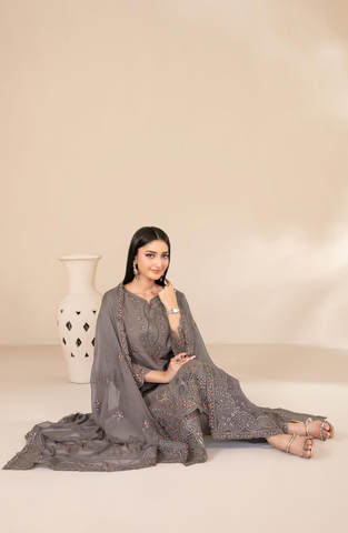 Selma by Shahid Tawakkal | Fancy Embroidered 3 Piece Unstitched Lawn Suit D-6