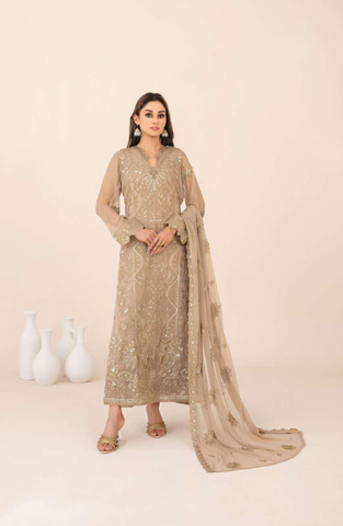 Libaas-E-Ishq by Tawakkal Fabrics | Fancy Embroidered Chiffon 3 Piece Semi-Stitched Suit D-2