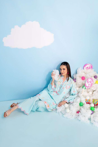 CLOUDS 2 Piece Stitched Printed Crepe Suit D-6