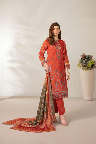 Mamora by Tawakkal Fabrics | Embroidered Digital Printed Lawn 3 Piece Unstitched Suit D-6