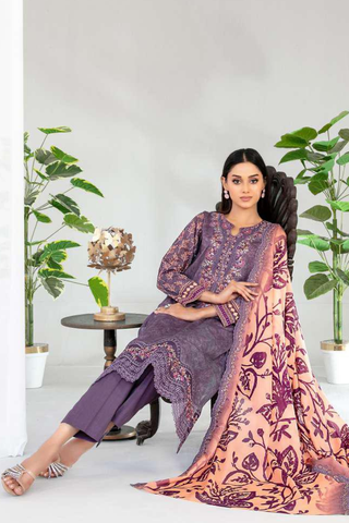 Teyana by Tawakkal Fabrics | Embroidered Digital Printed Lawn 3 Piece Unstitched Suit D-8