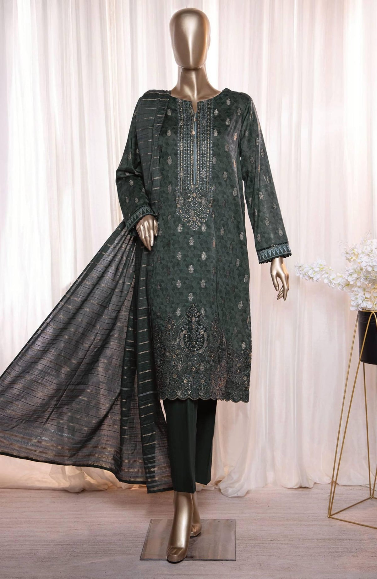 HZ Dynasty Printed & Emb Jacquard Lawn Coll.24 D-12
