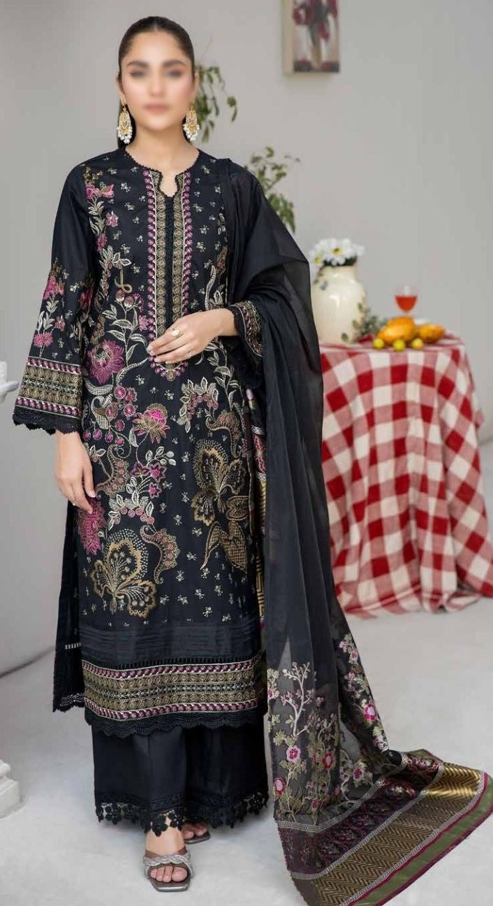 Eshaa Emb Lawn Fancy Dupatta  Unstitched 3 Pcs By Johra 856