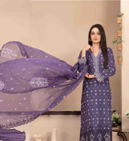 Mira Nur  Embroided Digital Print Un Stitched 3 Pcs By Tawakkal D-1369