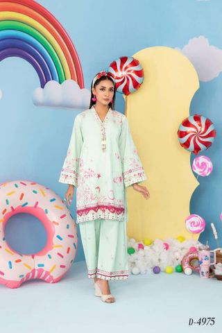 CLOUDS 2 Piece Stitched Printed Crepe Suit D-7