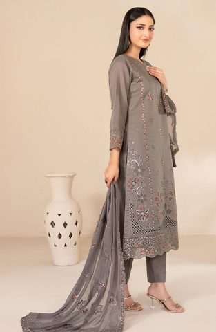 Selma by Shahid Tawakkal | Fancy Embroidered 3 Piece Unstitched Lawn Suit D-6