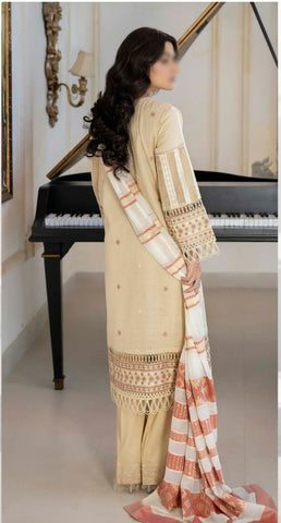 SHAB O ROZ EMB JACQUARD LAWN UN STITCHED 3 PCS JOHRA 868