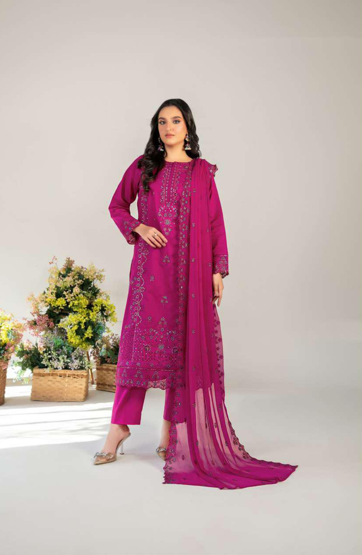 Amberea by Tawakkal Fabrics | Fancy Embroidered Lawn 3 Piece Unstitched Suit D-6