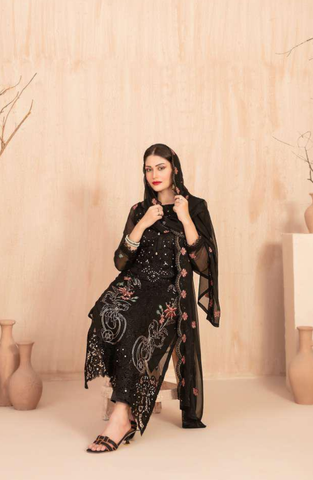 Afsanay by Tawakkal Fabrics | Fancy Embroidered Chiffon 3 Piece Unstitched Suit D-6
