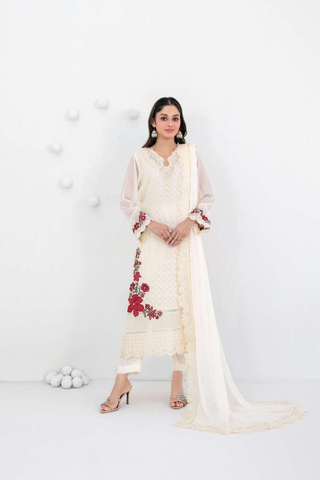 SATORI by Tawakkal Fabrics | Fancy Embroidered Chiffon 3 Piece Semi-Stitched Suit D-7